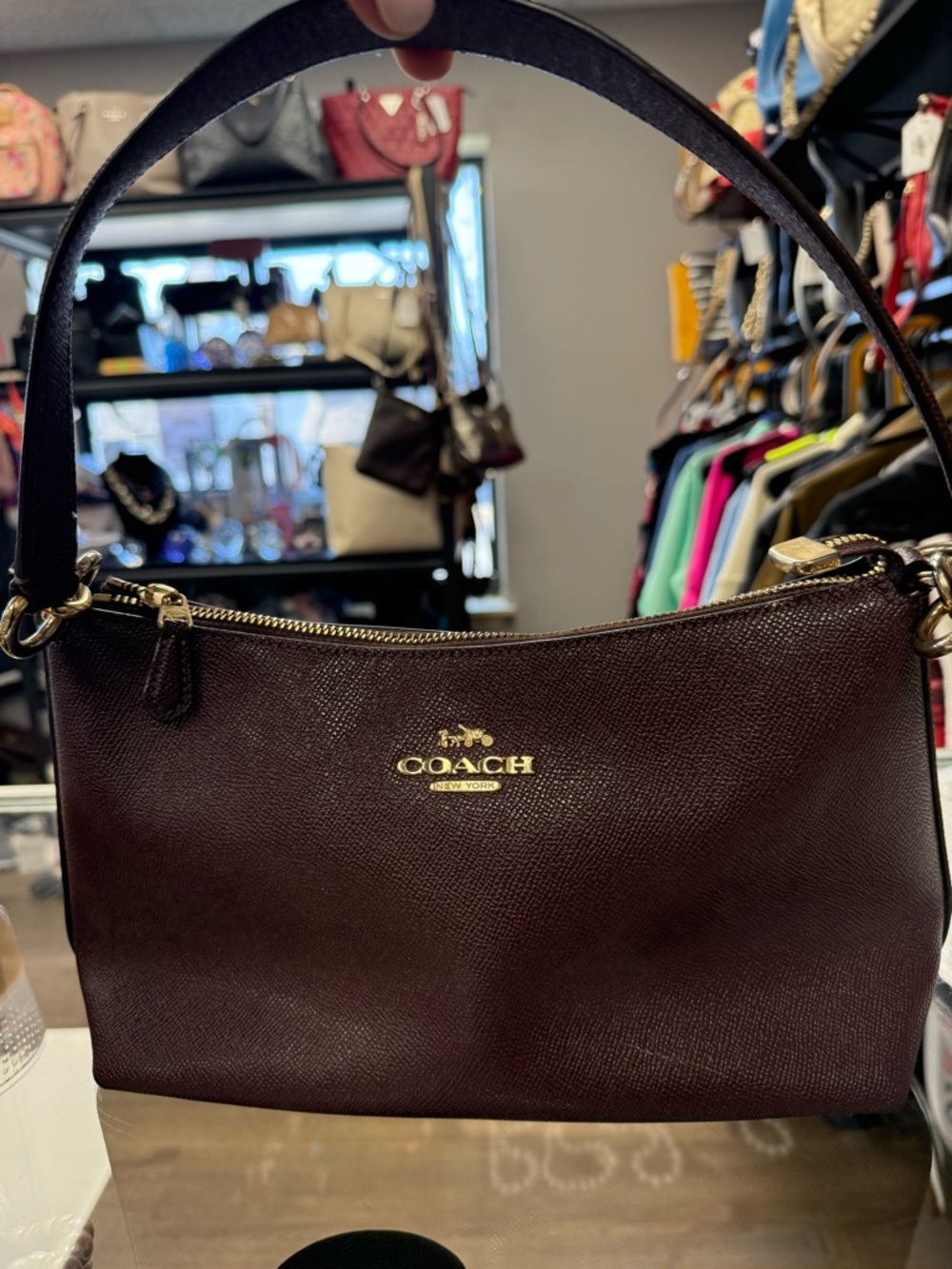 Coach Burgundy Shoulder Bag with Gold Hardware - Picture 3 of 10